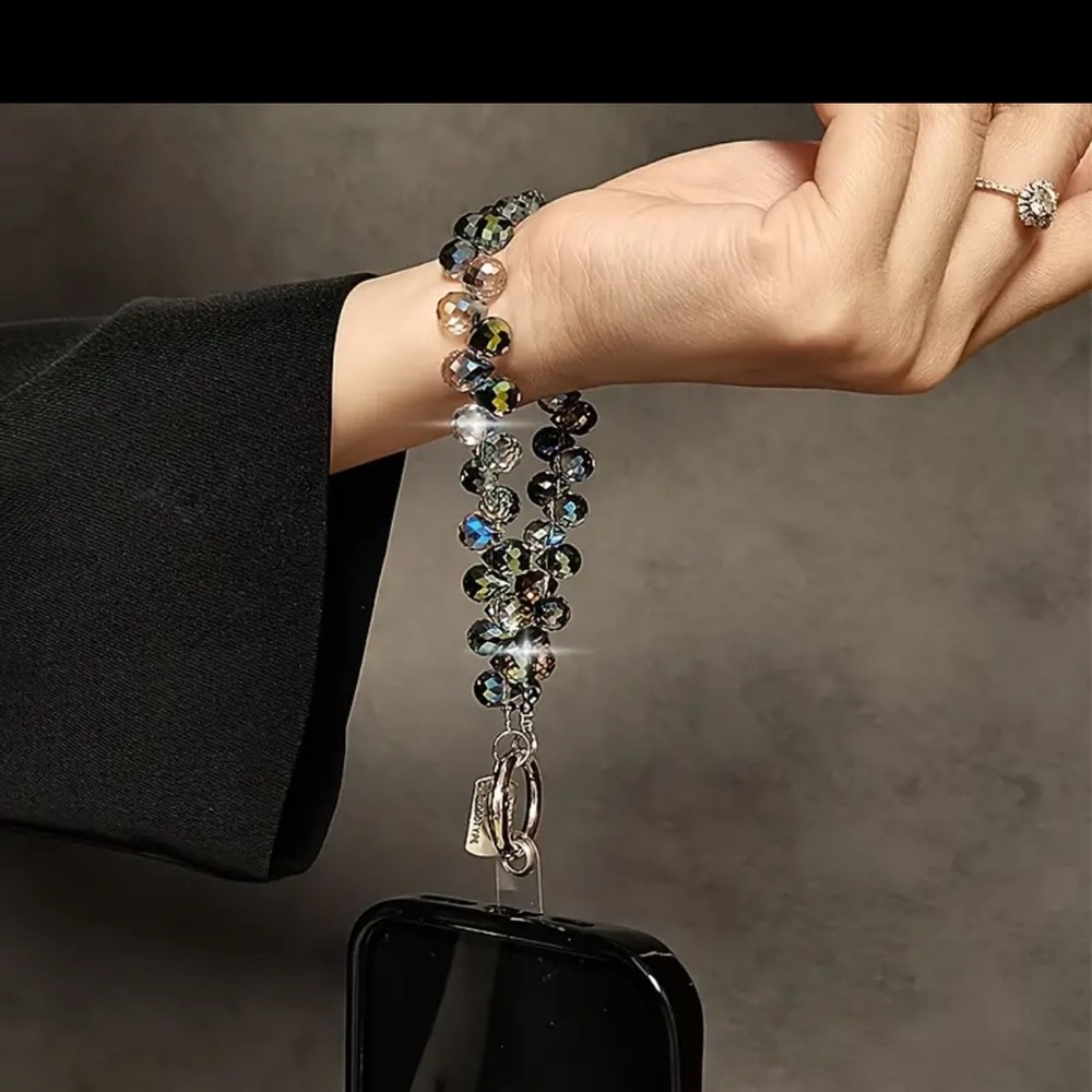 Iridescent beaded keychain